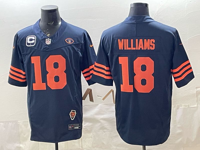 Men 2026 Chicago Bears #18 Williams Blue 3th generations Nike Limited NFL Jersey style 006